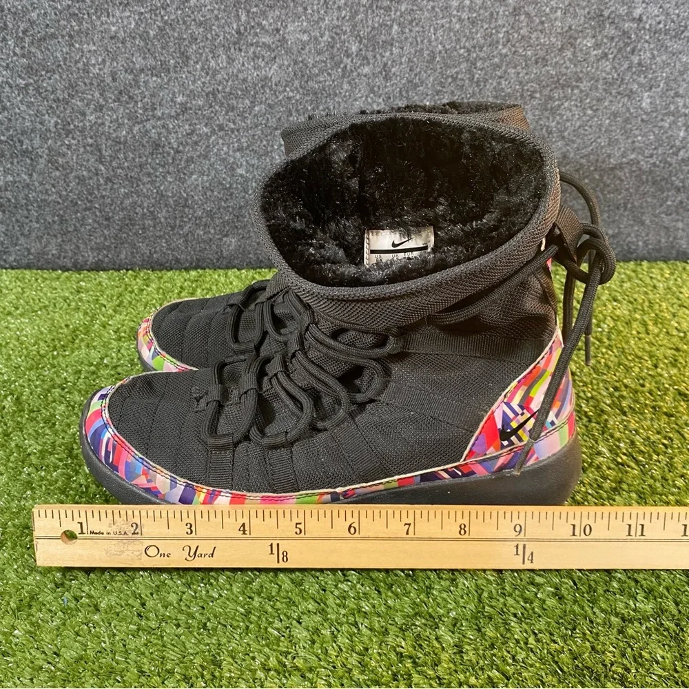 Nike Roshe One High Print GS Boots Youth SZ 6Y Womens SZ 7.5 Black 807744-002
